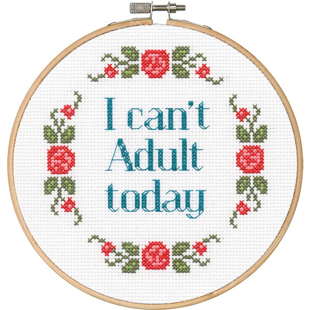 DIMENSIONS - Say It! Can't Adult Counted Cross Stitch Kit-6" round 14 count (70-74629) 088677746292