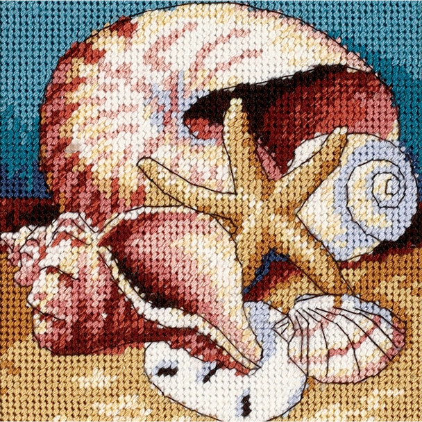 DIMENSIONS - Shell Collage Mini Needlepoint Kit-5"X5" Stitched In floss (7219) 088677072193
