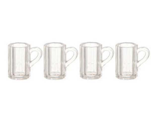 FARROW - 1" Scale Dollhouse Miniature - Dollhouse Clean Beer Mugs- 4 pieces (40294)