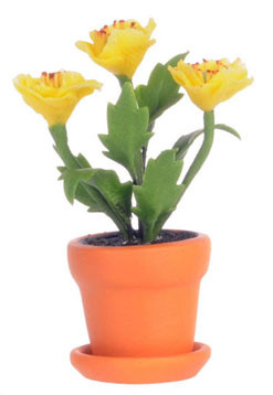 FALCON - Dollhouse Yellow Poppy In Pot 1" Scale Dollhouse Miniature FCA1563B