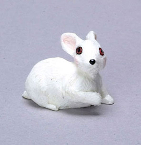 FALCON - Miniature Rabbit, White for 1" Scale Dollhouse Miniature (FCA243WH)