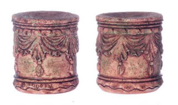FALCON - Miniature Garden Seat - Gray Ancient 2 pieces for 1" Scale Dollhouse Miniature (FCA4003GA)