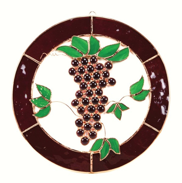 GIFT ESSENTIALS - Small Grapes n Vines Circle Window Panel GE130 645194776401