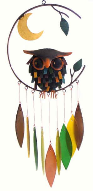 GIFT ESSENTIALS - Spiky Owl with Moon Wind Chime GEBLUEG426 804414020209