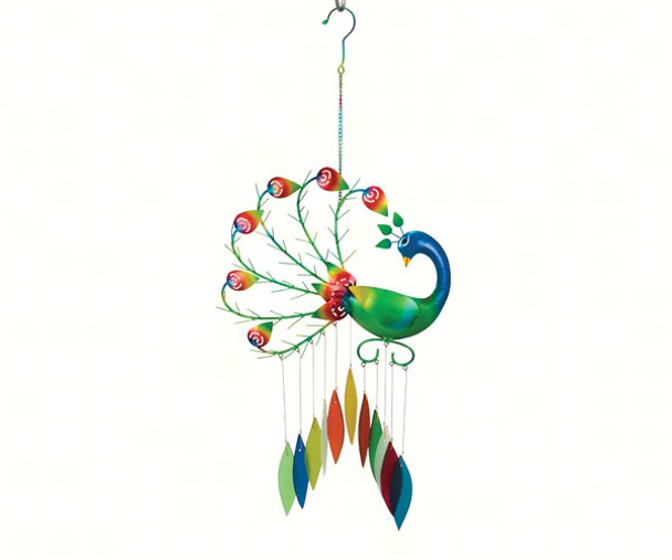 GIFT ESSENTIALS - Pierre the Peacock (Decorated Design) - Wind Chime GEBLUEG545 804414915451