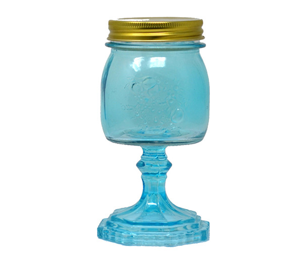ZEE'S CREATIONS - Wine Glass Small Jar Blue 9.5 oz (GL4502BL) 817441011232