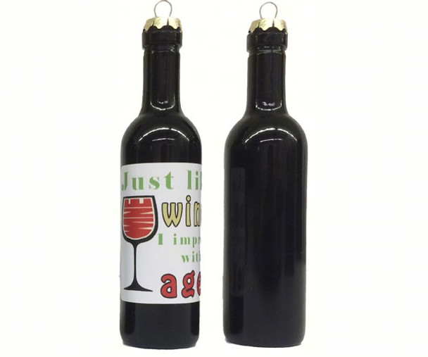 GRAPE MEMORIES - Just like wine, I improve with age Clever Saying Wine Bottle Ornament GRAPECSO15 645194777330