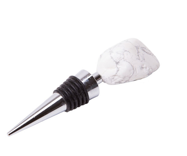 ZEE'S CREATIONS - Gemstoppers - White Howlite Tumbled Bottle Stopper (GS2005) 817441016534