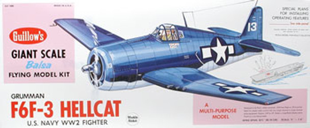 GUILLOWS - Grumman F6F-3 Hellcat Balsa Wood Airplane Model Kit (1005) 072365010055