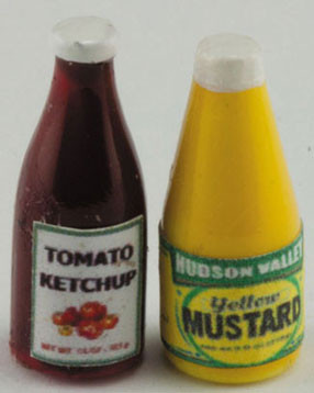 HUDSON RIVER - 1" Scale Dollhouse Miniature - Ketchup & Mustard Bottles (54285)
