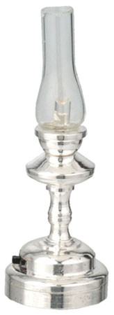 HOUSEWORKS - 1" Scale LED Silver Hurricane Lamp Dollhouse Miniature (2351)