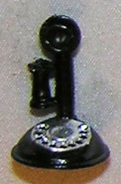 ISLAND CRAFTS - 1 Inch Scale Dollhouse Miniature - Telephone Candlestick With Dial Black (ISL2728)
