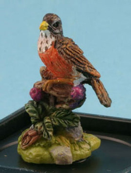 JENNETTA KENDALL - 1 Inch Scale Dollhouse Miniature - Robin (hand Painted Bird Figurine) (JKMJC13)