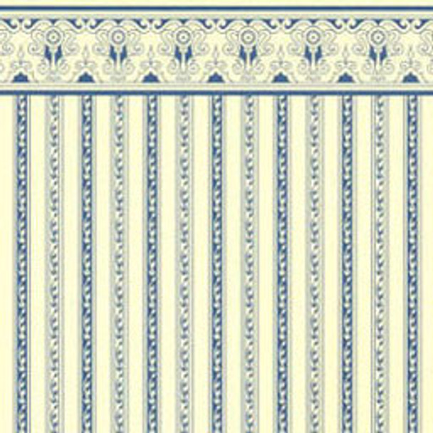 JACKSON MINIATURES - 1/2 Scale Wallpaper - Regency Stripe Blue (SOLD AS 3 PIECES) Dollhouse Miniature (S01)