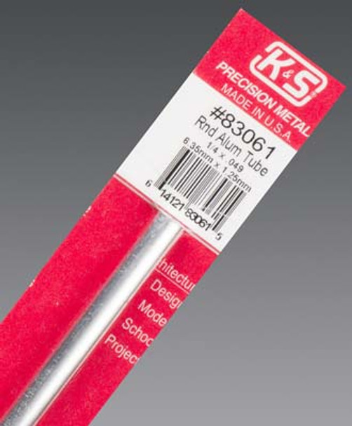 K & S METALS - Round Aluminum Tube .049 Wall 1/4in. x 12in. (83061) 614121830615