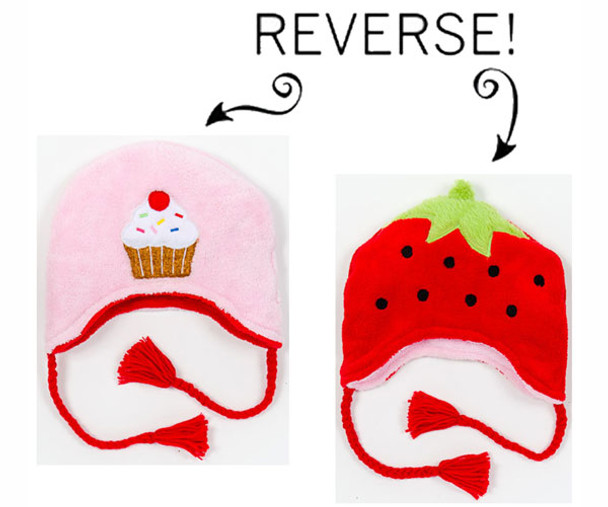 LUVALI CONVERTIBLES - Strawbery/Cupcake Reversible Kid's Winter Hat Large LCKDWLSC 873874423004