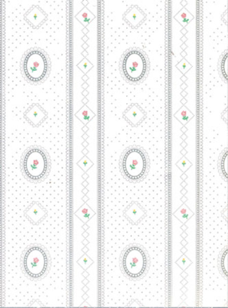 MINI GRAPHICS - 1 Inch Scale Dollhouse Miniature - Wallpaper: Cameo Stripe Blue - PACK OF 3 SHEETS (MG143D2) 725104143025 MINI GRAPHICS - 1 Inch Scale Dollhouse Miniature - Wallpaper: Cameo Stripe Blue - PACK OF 3 SHEETS (MG143D2) 725104143025
