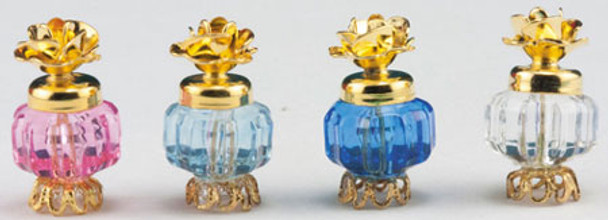 MULTI MINIS - 1 Inch Scale Dollhouse Miniature - Perfume With Brass Rose (Single, Assorted Color) (MUL5221) 749939617469