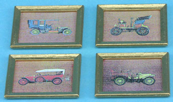 MULTI MINIS - 1 Inch Scale Dollhouse Miniature - Antique Car Prints Set Of 4 (MUL5398) 749939618701