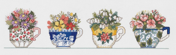 JANLYNN - Row Of Teacups Counted Cross Stitch Kit - 20"X5" 14 Count (21-1409) 049489214096