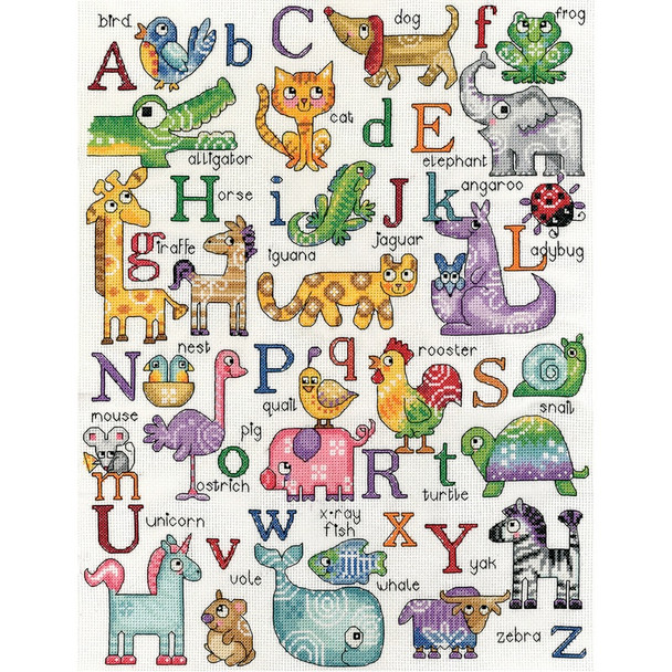 TOBIN - ABC Animals Counted Cross Stitch Kit - 12"X16" 14 Count (DW2852) 021465028521