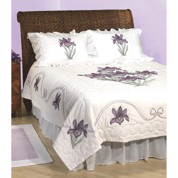 JACK DEMPSEY - Stamped White Quilt Top - Iris (770 274) 013155722741