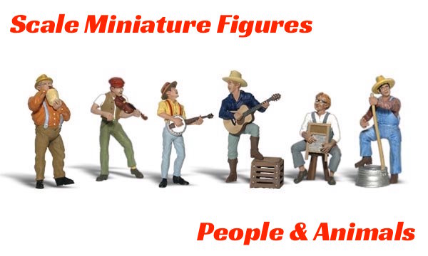 MINIATURE HAND-PAINTED FIGURES - PEOPLE, ANIMALS & ACCESSORIES. FIGURES (People & Animals) - Train & Diorama Figures