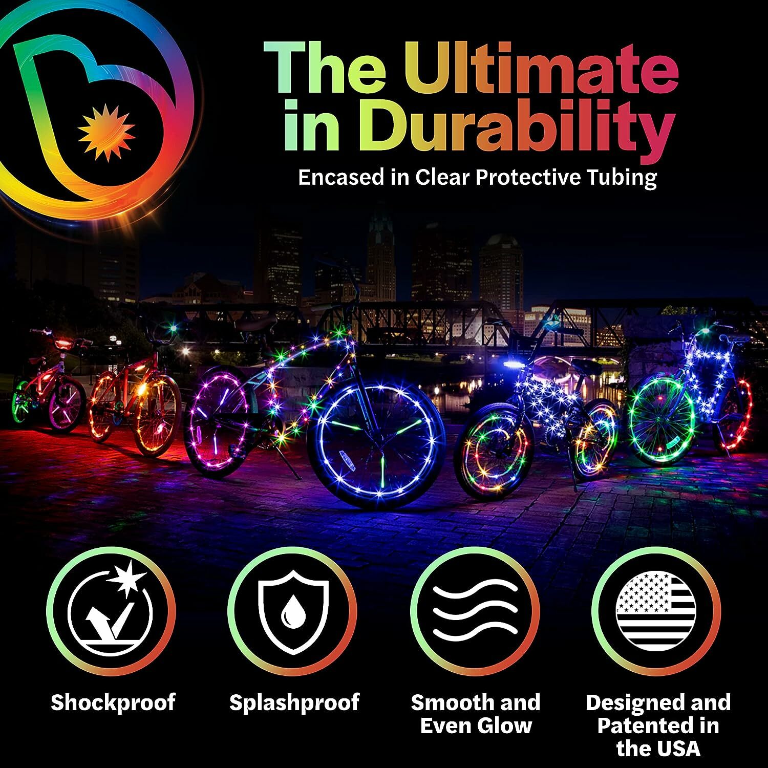 Bicycle and Ride-on Vehicle Decorative Lights, Bells, Sounds and Accessories. Bright colorful decorative lights for night riding. Great for safety and visibility. Trick out your bike or ride-on to be the coolest ride in the neighborhood.