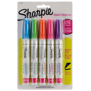 Sharpie Medium Point Oil-Based Opaque Paint Markers 5/Pkg-Black, Gold, Red,  Silver & White - 071641024175