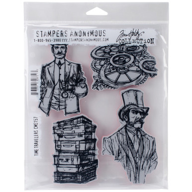 Stampers Anonymous Tim Holtz Cling Stamps 7X8.5-Time Travelers