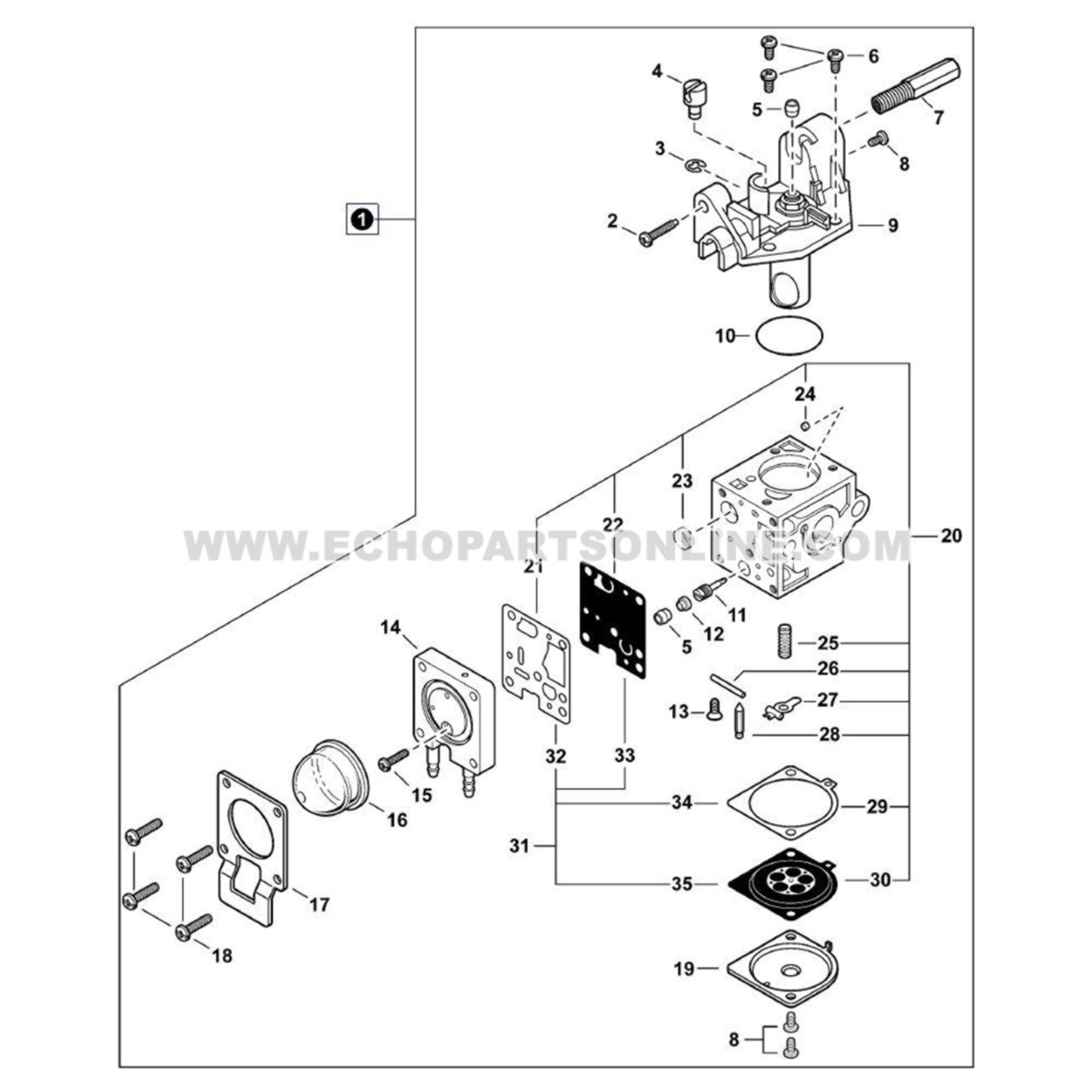 Echo PAS 265 Carburetor A021001202 OEM