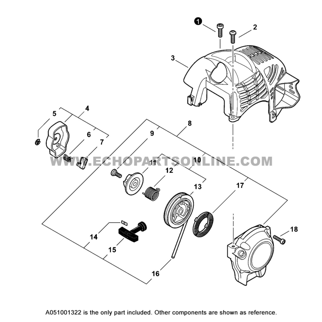 Echo GT 225 Recoil Starter A051001322 OEM | Genuine Part