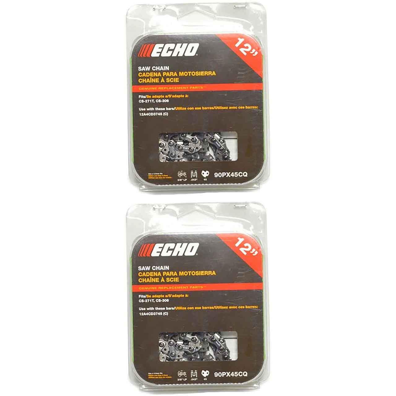 2 Pack of 90PX45CQ Echo AdvanceCut Chain - 12