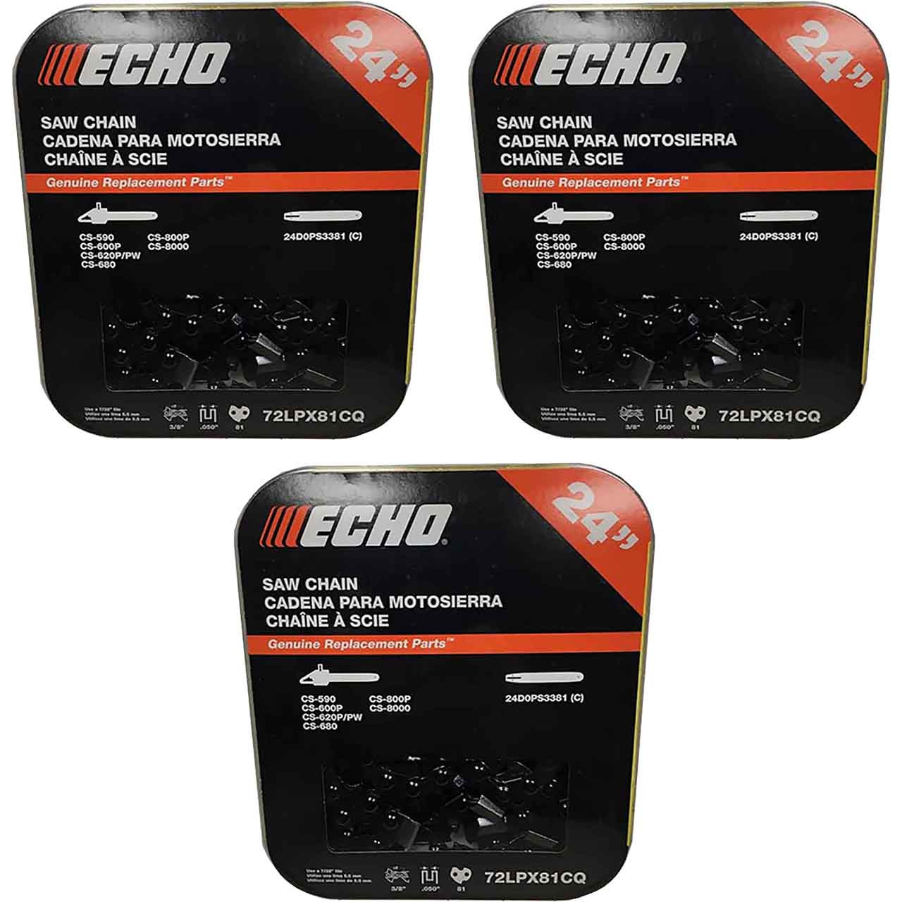 3 Pack of 72LPX81CQ Echo PowerCut Chain - 24