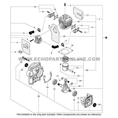 Parts lookup Echo PB 500 Cylinder P021045850 OEM  diagram