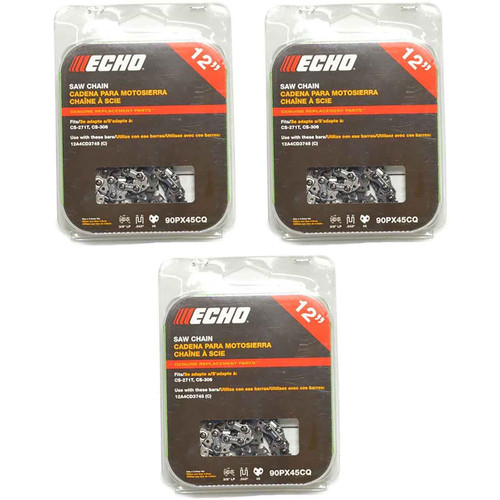 CHAINSAW CHAIN BY ECHO  90PX AdvanceCut,  PITCH 3/8" LP, 12" BAR, 0.043" GAUGE, 45 DL  PK3