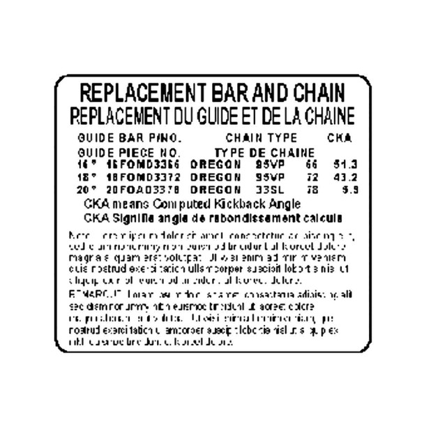 ECHO X524002060 - LABEL BAR & CHAIN ECHO X524002060 - LABEL BAR & CHAIN