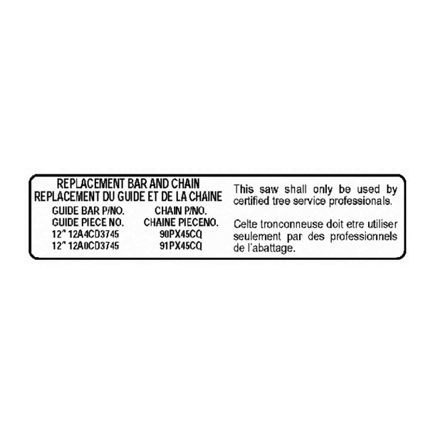 ECHO X524004660 - LABEL BAR & CHAIN