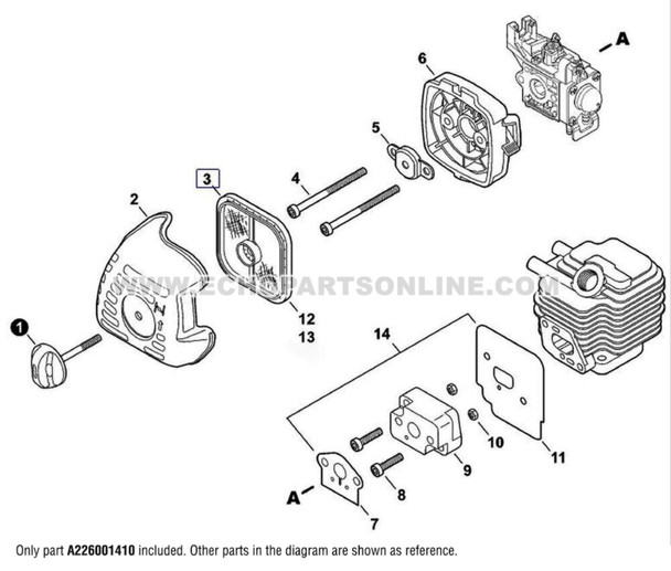 Parts lookup Echo SRM-225 Air Filter A226001410 diagram