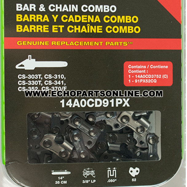 Echo CS-310 Bar and Chain 14A0CD3752 & 91PX52CQ side view