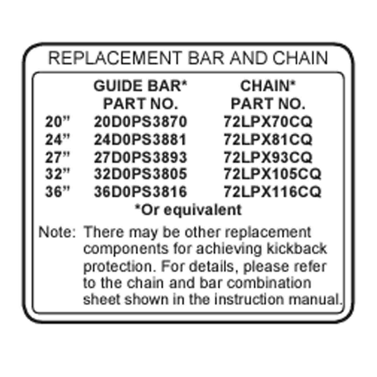 ECHO X524004970 - LABEL BAR & CHAIN | Genuine Part