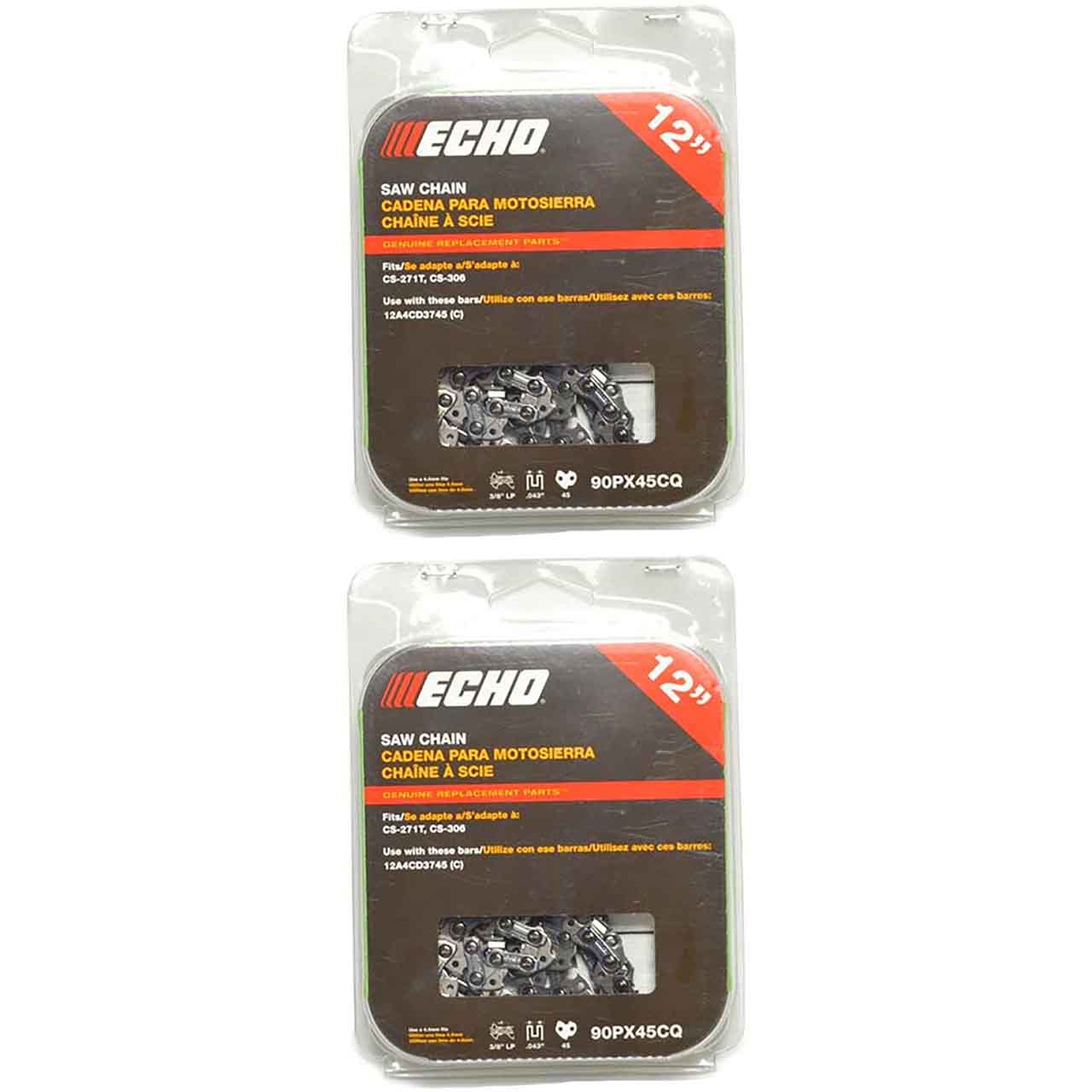 2 Pack of 90PX45CQ Echo AdvanceCut Chain - 12