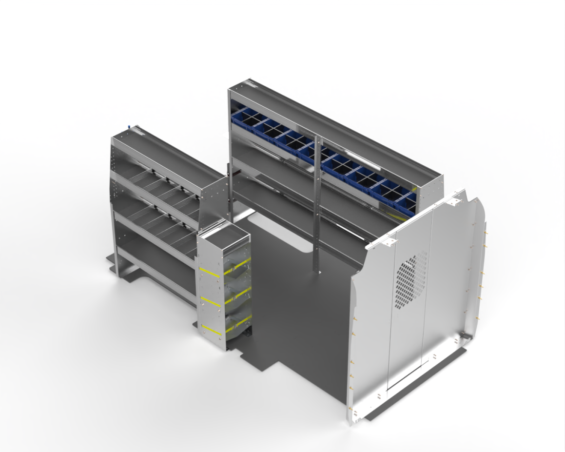 Transit Medium Roof Van Aluminum HVAC Shelving Package