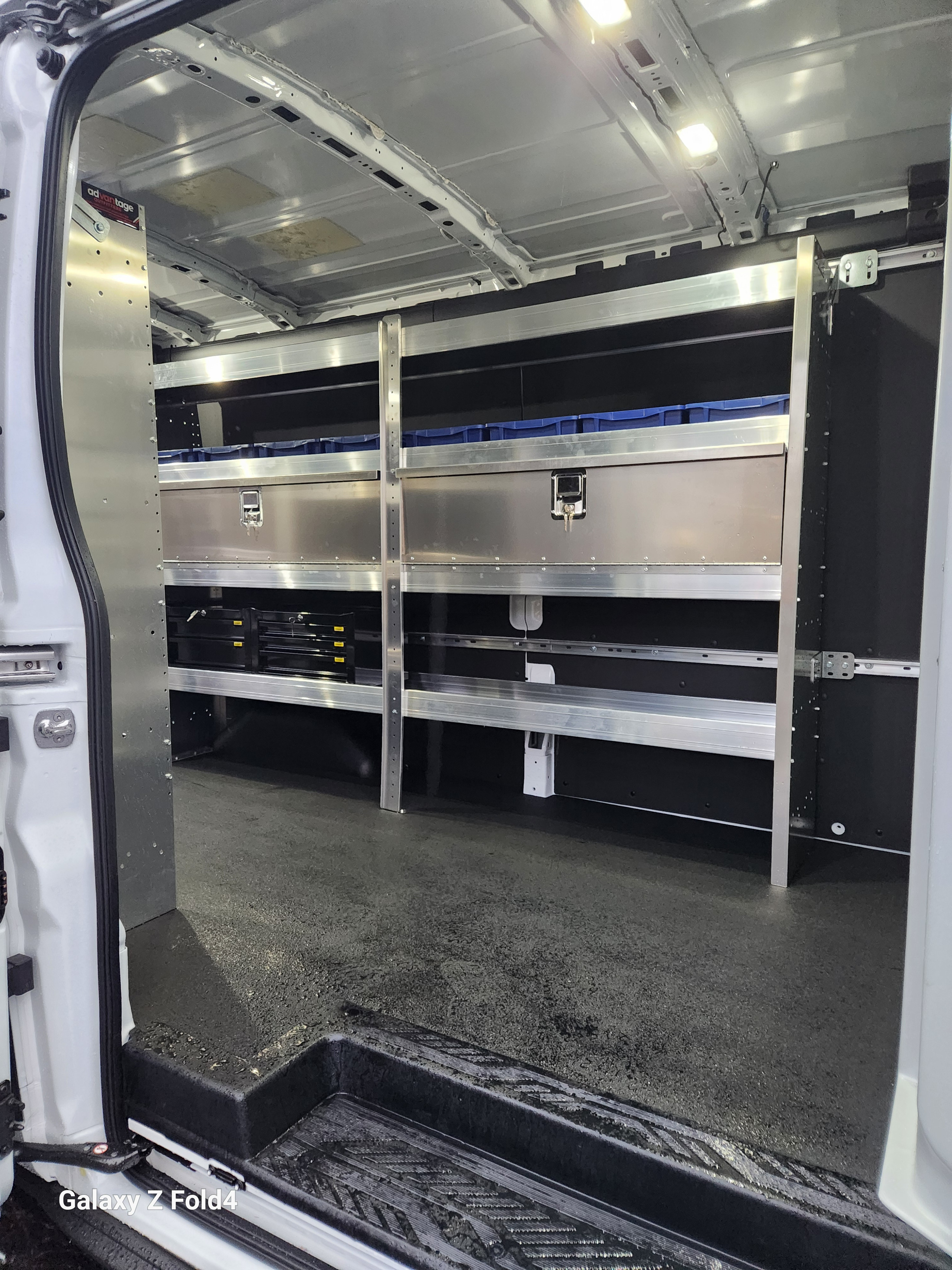 Transit Medium Roof Van Aluminum Electrical Shelving Package