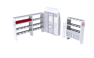 Sprinter 144" WB Van Steel HVAC Shelving Package Sprinter 144" WB Van Steel HVAC Shelving Package