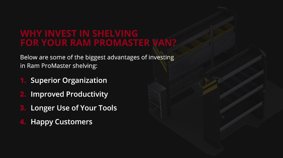 Commercial Work Van Shelving Packages For Ram ProMaster