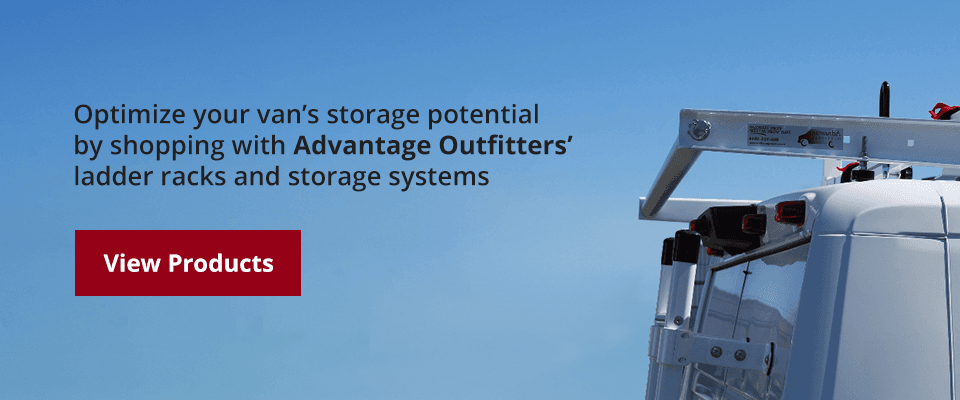 Optimize your van’s storage potential by shopping with Advantage Outfitters’ ladder racks and storage systems today! 