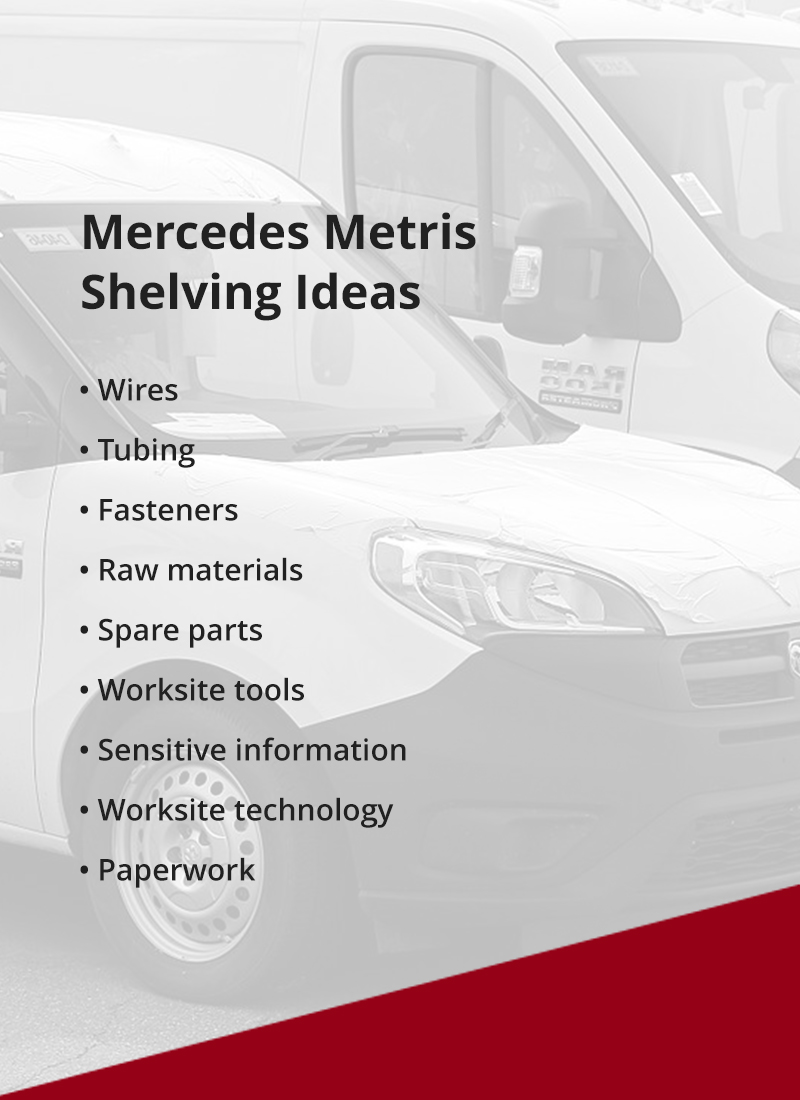 Mercedes Metris Commercial Van Shelving Advantage Outfitters