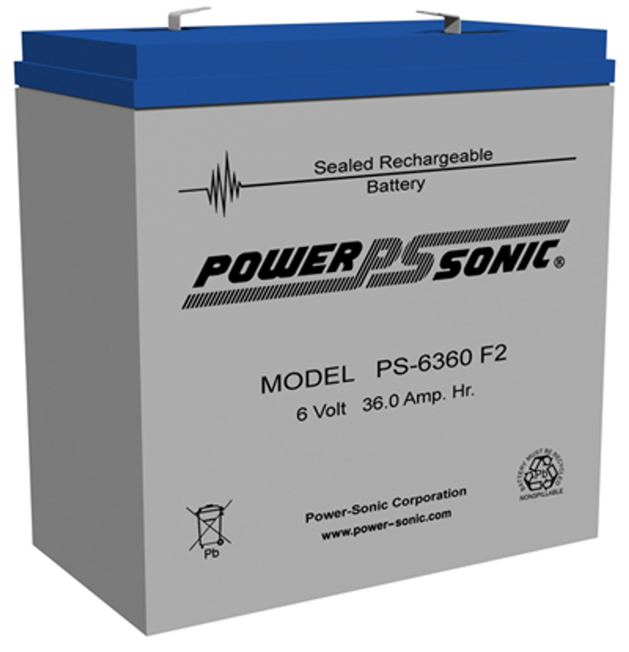 PowerSonic PS-6360F2 6V 36Ah Battery