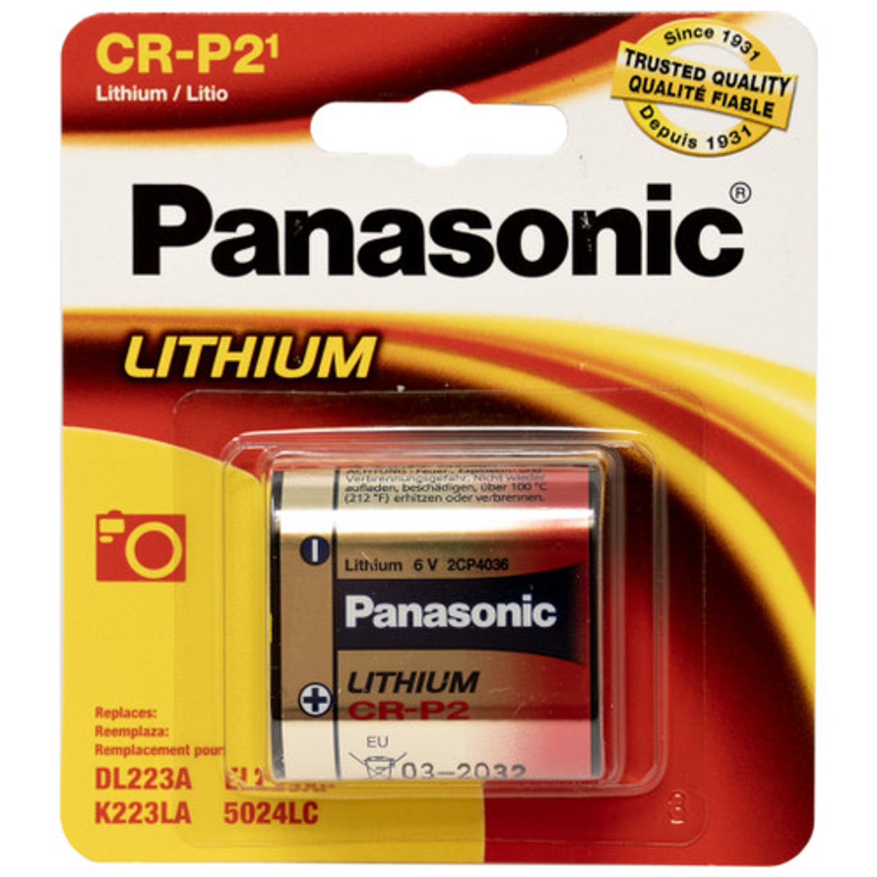 Panasonic CRP2 CR-P2 6v Lithium Photo Battery